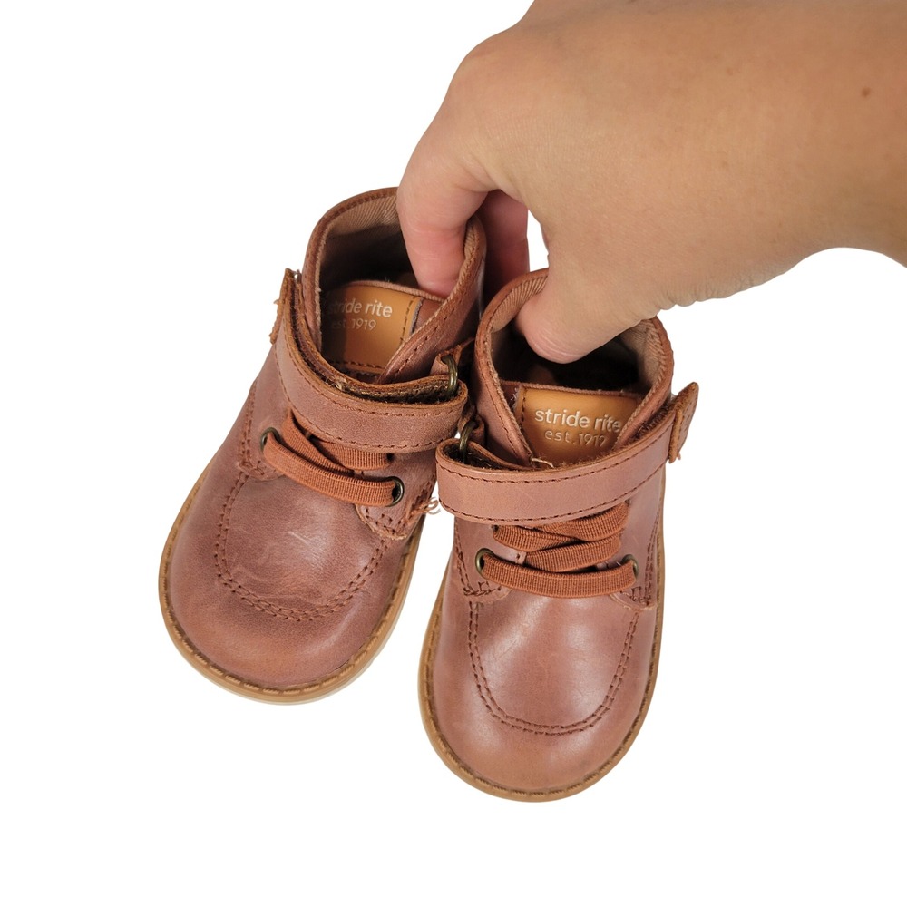Stride Rite Quinn Boots Brown Tan Size 4M Leather Lined